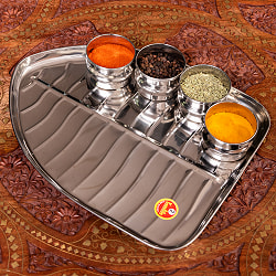 インドのステンレス製 バナナリーフプレート[約30.3cm] - サブ2