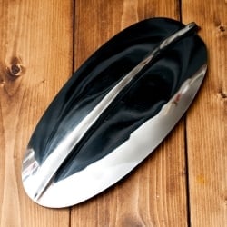 インドのステンレス製 バナナリーフプレート[約31.5cm] - サブ5