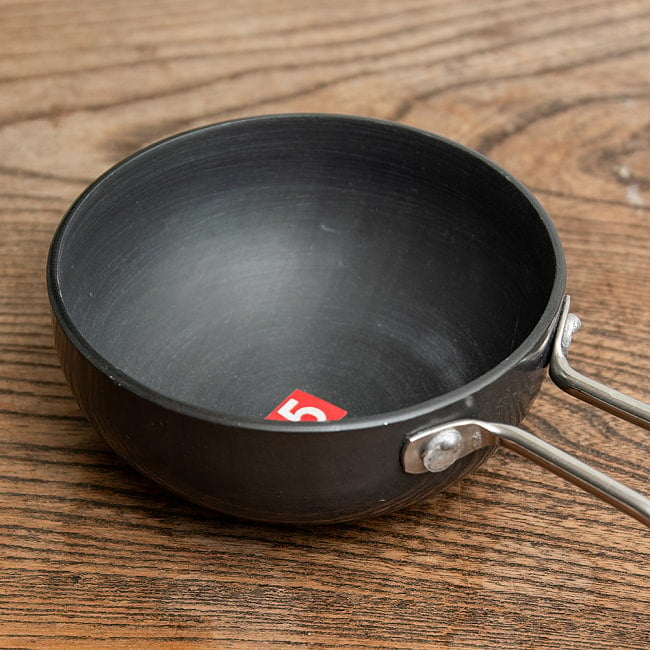 ミニタルカパン - 黒 ノンスティック【約24cm】インド料理でスパイスをテンパリングする調理器具 7 - 