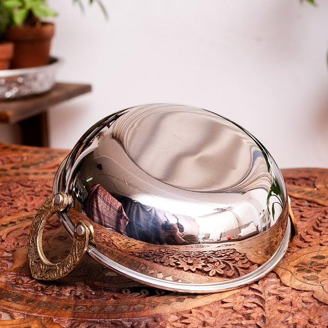 ステンレスカダイ[装飾持ち手付]サービングパン　食器・お皿〔約14.5cm〕 8 - こちらは【No.2：鏡面仕上げ】です。