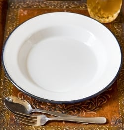 印度琺瑯 アンティーク調のホーロー パスタプレート - 24cm - サブ2