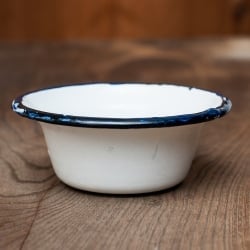 印度琺瑯 アンティーク調のホーロー 多目的ボウル - 外径13cm程度 - サブ3