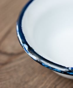 印度琺瑯 アンティーク調のホーロー 多目的ボウル - 外径13cm程度 - サブ5