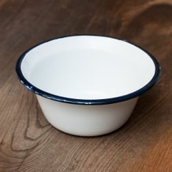 印度琺瑯 アンティーク調のホーロー 多目的ボウル - 外径20cm程度 約1300ml - サブ2