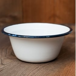 印度琺瑯 アンティーク調のホーロー 多目的ボウル - 外径20cm程度 約1300ml - サブ3