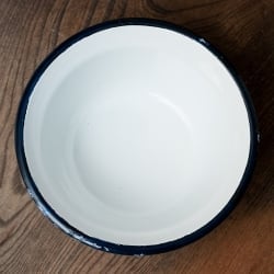 印度琺瑯 アンティーク調のホーロー 多目的ボウル - 外径20cm程度 約1300ml - サブ4