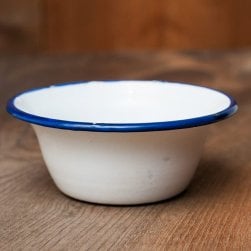 印度琺瑯 アンティーク調のホーロー 多目的ボウル - 外径14.7cm程度(ID-TBLWR-712)