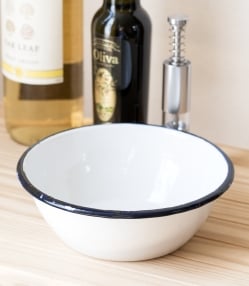 印度琺瑯 アンティーク調のホーロー サラダボウル - 18.5cm - サブ2