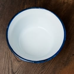 印度琺瑯 アンティーク調のホーロー 多目的ボウル - 外径約23cm程度 - サブ4