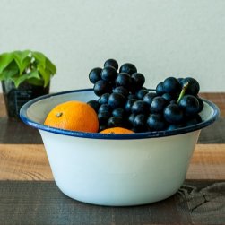 [大感謝祭セール]印度琺瑯 アンティーク調のホーロー 多目的ボウル - 外径22cm程度