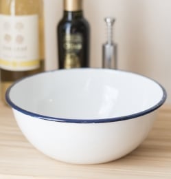 印度琺瑯 アンティーク調のホーロー 大人数用サラダボウル - 23.5cm - サブ2