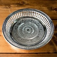 タイのお供え入れ 飾り皿 ゴールドとシルバー〔約16.5cm〕