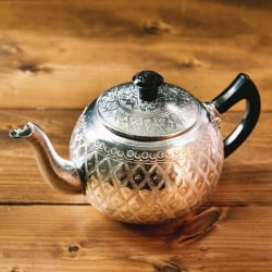 エンボス入りまんまるレトロティーポット 600ml タイのアルミ細工急須 - サブ2