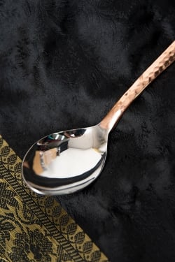 銅装飾槌目仕上げ カレースプーン　ステンレス製　約18cm - サブ3