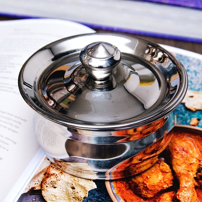 蓋付きのベイビーハンディ 【直径約11.5cm】の写真1枚目です。インドの鍋、ハンディです！インド料理,調理器具,ハンディ,鍋