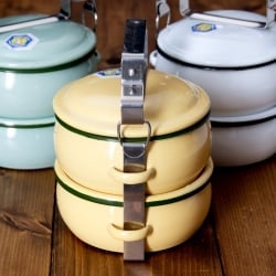 〔2段〕RABBIT BRAND タイのレトロホーローお弁当箱〔約17cm×約13.2cm〕 - サブ3