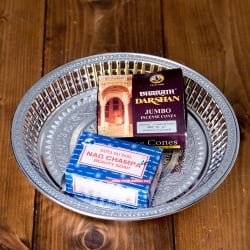 タイのお供え入れ 飾り皿 ゴールドとシルバー〔約23.5cm〕 - サブ2