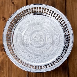 タイのお供え入れ 飾り皿 ゴールドとシルバー〔約23.5cm〕 - サブ3