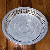 タイのお供え入れ 飾り皿 ゴールドとシルバー〔約23.5cm〕