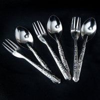 タイ屋台のエンボススプーン&フォークセット【3セット入り】