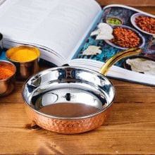 槌目付き 銅装飾のロイヤルソースパン(約16cm×4cm)