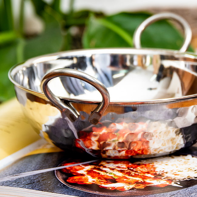 槌目装飾仕上げのステンレスカダイ[装飾持ち手付]サービングパン　食器・お皿（直径：約17.3cm）の選択用写真