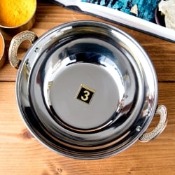 槌目銅装飾仕上げのステンレスカダイ[装飾持ち手付]サービングパン　食器・お皿〔約17.8cm 約900ml〕 - サブ2