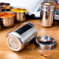 ステンレスのマサラケース・小物入れ-5号[約8.9cm×6.6cm ] - サブ4