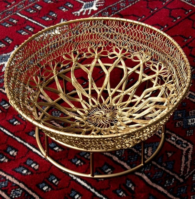 金色のメタルワイヤー飾り皿[直径:24cm]の写真飾り皿,デコレーション プレート,インテリア,大皿,装飾