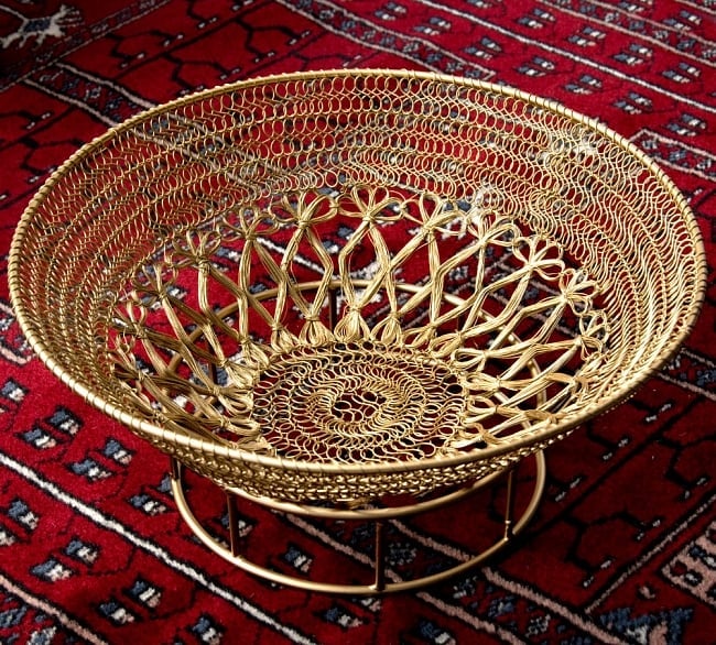 金色のメタルワイヤー飾り皿[直径:30cm]の写真飾り皿,デコレーション プレート,インテリア,大皿,装飾