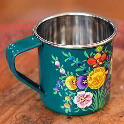 〔各種デザインあり〕どこか懐かしいレトロテイスト　手描きカシミールペイントのマグカップ[直径：約8.5cm x 高さ：約8.8cm 約400ml]  - サブ2