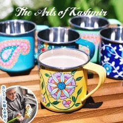 〔各種デザインあり〕どこか懐かしいレトロテイスト　手描きカシミールペイントのマグカップ[直径：約8.5cm x 高さ：約8.8cm 約400ml] 