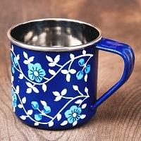 どこか懐かしいレトロテイスト　手描きカシミールペイントのマグカップ[直径：8cm x 高さ：7.9cm ] - 更紗模様の商品写真
