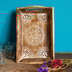 手彫りのマンゴーウッドトレイ Mサイズ　【30cm×20cm】 - サブ5