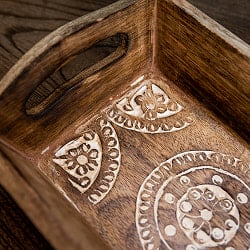 手彫りのマンゴーウッドトレイ Sサイズ　【25cm×15cm】 - サブ2