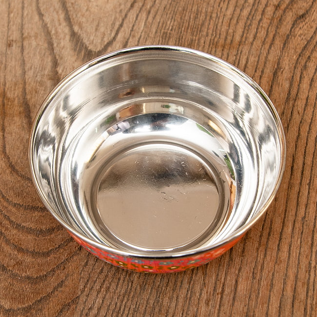 手描きカシミールペイントのカトリ・カレー小皿[直径：10cm x 高さ：4cm ] - オレンジペイズリー 4 - 内側を見てみました。
