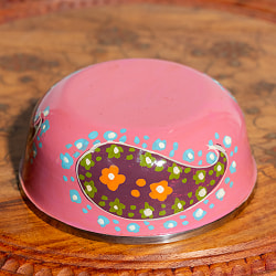 手描きカシミールペイントのカトリ・カレー小皿[直径：10cm x 高さ：4cm ] - ピンクペイズリー - サブ3