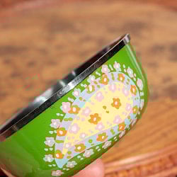 手描きカシミールペイントのカトリ・カレー小皿[直径：10cm x 高さ：4cm ] - グリーンペイズリー - サブ2