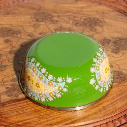 手描きカシミールペイントのカトリ・カレー小皿[直径：10cm x 高さ：4cm ] - グリーンペイズリー - サブ3