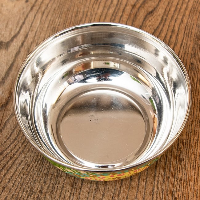 手描きカシミールペイントのカトリ・カレー小皿[直径：10cm x 高さ：4cm ] - グリーンペイズリー 4 - 内側の様子です。