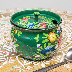 手描きカシミールペイントの壺型卓上シュガーポット ギーポット〔約8.5cm〕 - サブ2