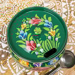 手描きカシミールペイントの壺型卓上シュガーポット ギーポット〔約8.5cm〕 - サブ3