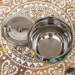 手描きカシミールペイントの壺型卓上シュガーポット ギーポット〔約8.5cm〕 - サブ4