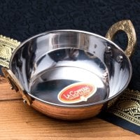 槌目銅装飾仕上げのステンレスカダイ[装飾持ち手付]サービングパン　食器・お皿〔約13cm 約350ml〕