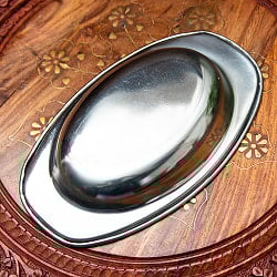 インドのステンレス製　オーバルプレート[約20cm×11.5cm] 約150ml - サブ4