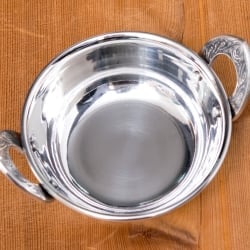 槌目装飾仕上げのステンレスカダイ[装飾持ち手付]サービングパン　食器・お皿〔約13cm〕 - サブ2