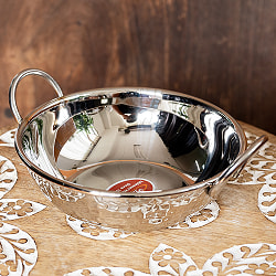 槌目装飾仕上げのステンレスカダイ[装飾持ち手付]サービングパン　食器・お皿（直径：約15.5cm） - サブ2