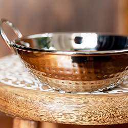 槌目装飾仕上げのステンレスカダイ[装飾持ち手付]サービングパン　食器・お皿（直径：約15.5cm） - サブ5