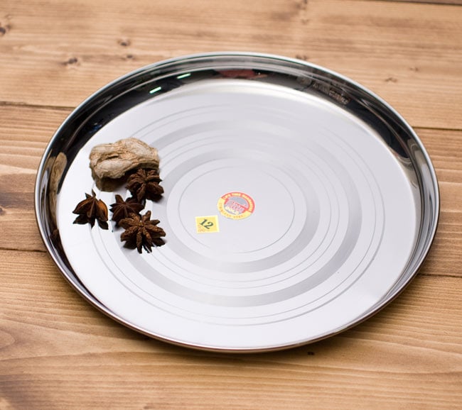 カレー大皿 [約27.5cm]-重ね収納ができるタイプの写真ラウンドターリー,丸皿,ターリープレート,カレー 皿,カレー 大皿,ステンレス 食器,ターリーカレー 皿,カレー 小皿,カトリ