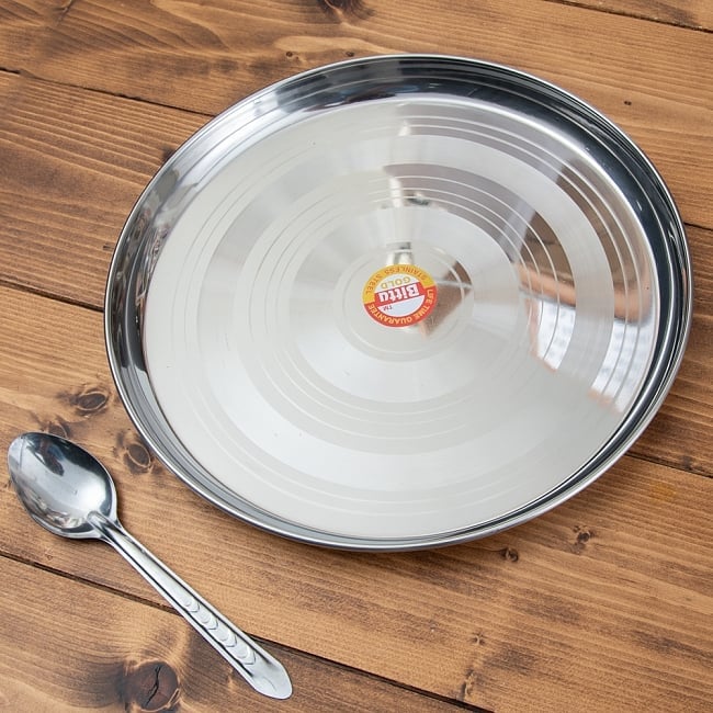 カレー大皿 [29.5cm]-重ね収納ができるタイプの写真ラウンドターリー,丸皿,ターリープレート,カレー 皿,カレー 大皿,ステンレス 食器,ターリーカレー 皿,カレー 小皿,カトリ